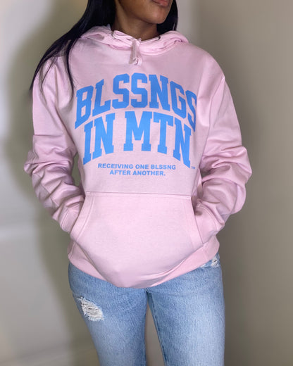 Double Arch Message Hoodie-Pink/Light Blue